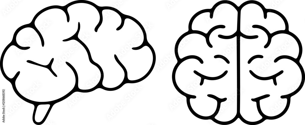 Brainline Doodle brain doodle line clip art illustration Stock Vector | Adobe Stock