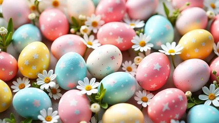 Wall Mural - easter background full of eggs with ornaments and plenty of daisies around video