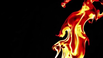 Poster - Fiery abstract flame shape against black background, intense energy and motion concept