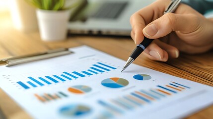 Poster - Analyzing Business Data With Graphs and Charts in a Modern Workspace During Daylight Hours