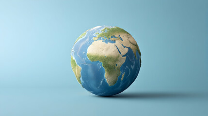 Earth globe model, light blue background, environmental conservation concept, website banner