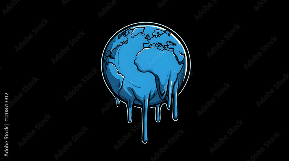 Melting Earth globe, climate change impact, global warming ...