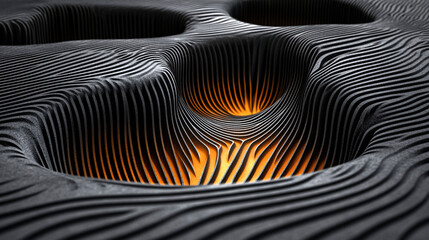 Poster - Close up of black and orange pattern with intricate design and texture in high resolution