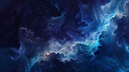 Wall Mural - vibrant abstract cosmic swirls in deep blue and turquoise colors represents the mysteries of outer s