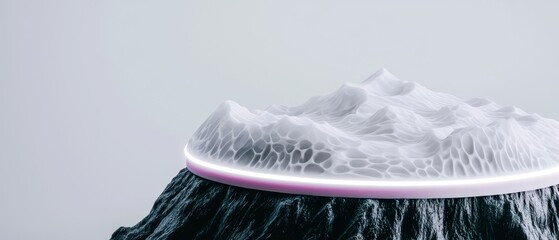 Poster - Abstract 3D Render  Illuminated White Mountain Landscape