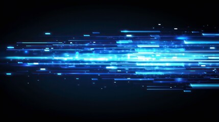 Aufkleber - Vector Abstract, science, futuristic, energy technology concept. Digital image of light rays, stripes lines with blue light, speed and motion blur over dark blue background