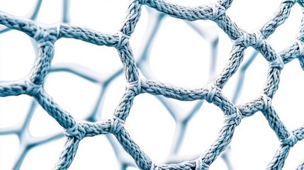 vector illustration of a soccer goal net with intricate fishnet textures, displayed on a clean white background to emphasize the detailed knotting and woven patterns, evoking a sense of sportsmanship