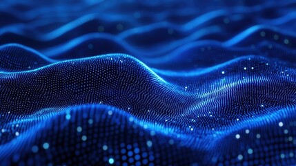 Poster - Abstract blue digital wave background. Ideal for tech, data, or network concepts.
