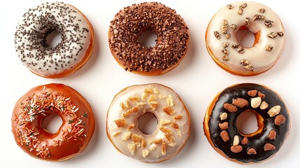 Poster - Unique Topped Donuts on White Background Generative AI