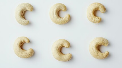 Poster - Cashew Nuts Arranged in a Pattern on White Background Generative AI