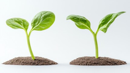 Poster - Falling Baby Spinach Leaves on Solid White Background Generative AI