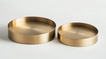 Poster - Shiny Gold Round Pedestal Set on Solid White Background Generative AI
