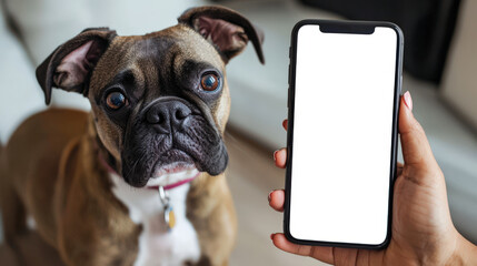 the concept of the presentation of a mobile application for dog owners. phone mockup. veterinary cli