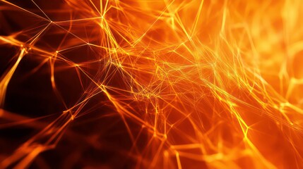 Poster - Abstract Background With Orange Network. Global Network, Technology Concept, 3D Illustration