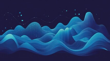 Poster - abstract representation of financial data and trading statistics in vibrant blue tones showcasing ma