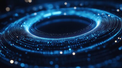 Poster - An intricate digital shield made of glowing blue lines and dots, representing cybersecurity and the concept of digital protection.