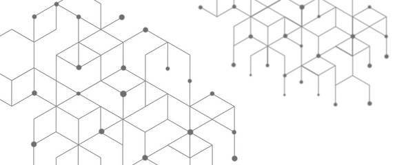 Fototapete - Vector abstract background the dots and lines geometric graphic hexagons pattern with simple hexagonal elements.
