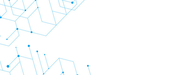 Fototapete - Vector modern technology banner template texture with blue lines and dots 