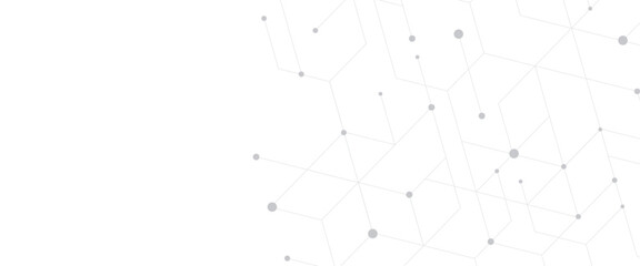 Fototapete - Vector modern technology banner template texture with grey lines and dots.