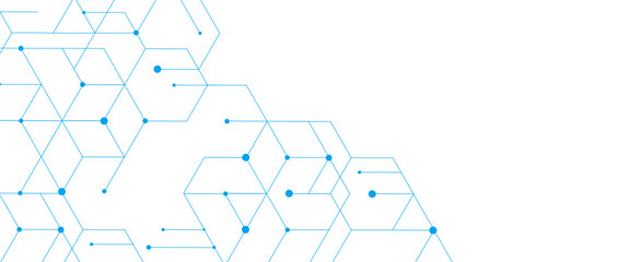 Fototapete - Vector modern technology banner template texture with blue lines and dots.