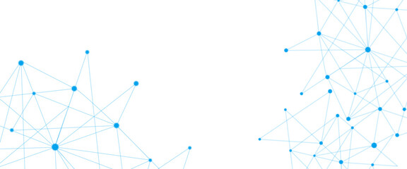 Fototapete - Vector abstract background with blue lines and dots with banner design, illustration technology with geometric background