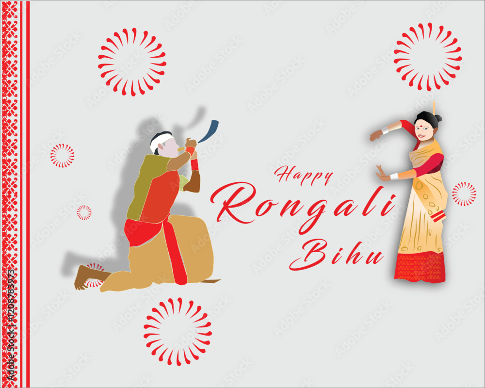 Happy Rongali Bihu social media feed template. Greeting background with ...