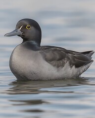 Close-up of a Steller's Eider duck floating on calm water.