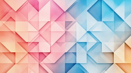 Poster - Geometric pattern featuring a blend of pink and blue hues, creating a modern and abstract design with triangular shapes.