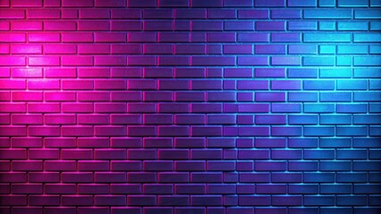 Wall Mural - Neon brick wall with gradient blue, pink, and purple lights , neon, brick wall, gradient, blue, pink, purple, neon lights