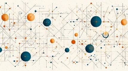 Poster - Abstract design featuring colorful spheres and lines on a light background, evoking a sense of connectivity and modernity.