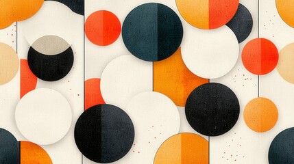 Poster - Colorful abstract composition featuring various sized circles on a textured background in warm tones.