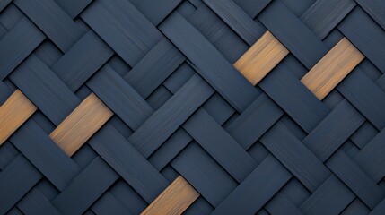 Poster - Textured woven pattern featuring dark shades and wooden accents, ideal for backgrounds or design elements.