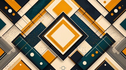 Poster - Geometric abstract design featuring vibrant colors and layered shapes, creating a modern and dynamic visual appeal.