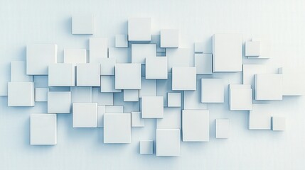 Poster - Abstract arrangement of white squares on a textured background, creating a modern and stylish design element.