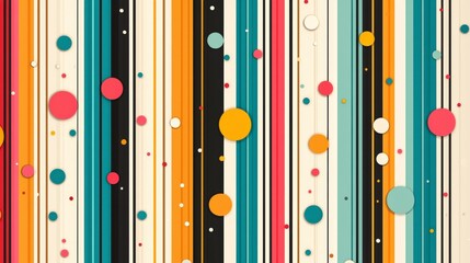 Poster - Colorful vertical stripes with circles create a vibrant abstract design, suitable for backgrounds or modern art themes.