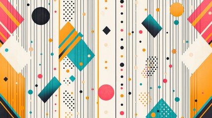 Poster - Colorful abstract design featuring geometric shapes and lines, creating a vibrant and dynamic visual pattern.