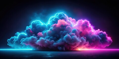 Wall Mural - Neon clouds illuminating a dark background , neon, clouds, dark, background, colorful, vibrant, glow, dreamy, surreal