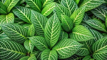 Wall Mural - Close-up of a cluster of vibrant green kroton leaves, houseplant, tropical, foliage, botanical, indoor, colorful, vibrant