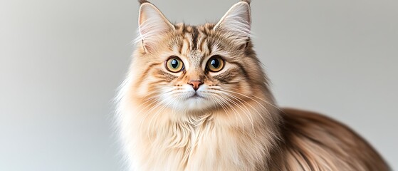 Poster - Fluffy longhair cat looking at camera.