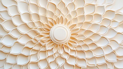 Poster - Elegant White Floral Design with Layered Petals and Central Circle for Home Decor or Background Inspiration