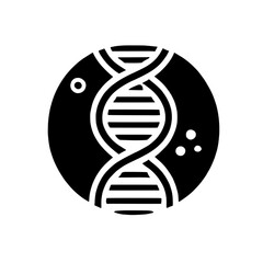 Wall Mural - Genetic Code Icon: A bold, black and white icon representing the double helix of DNA, symbolizing the intricate genetic code that underpins all life.  