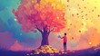 © Farid - Person Stands Beneath A Money Tree With Falling Coins