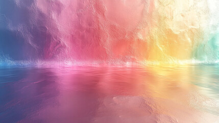 Poster - Smooth grainy gradient background with pastel tones creating a modern minimalist design, featuring a soft, blurred empty space perfect for captions or headers in a bright and calming atmosphere


