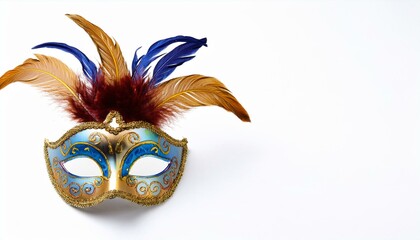 Wall Mural - Elegant masquerade mask with colorful feathers.