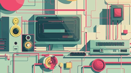 Modern Computer Website Internet Flat Vector Illustration