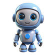 © Supanun - Friendly AI Companion: A cheerful, light blue robot with large, expressive eyes, standing upright with a friendly smile. Perfect for illustrating AI, technology, robotics, and future-forward concepts.