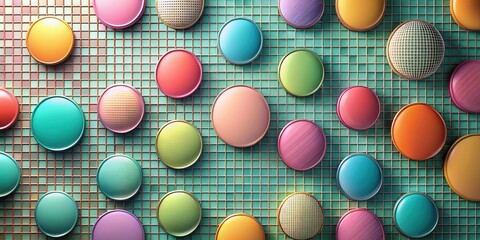 Sticker - Stock photo featuring a decorative background made of a grid of rounded shapes, abstract, design, pattern, geometric