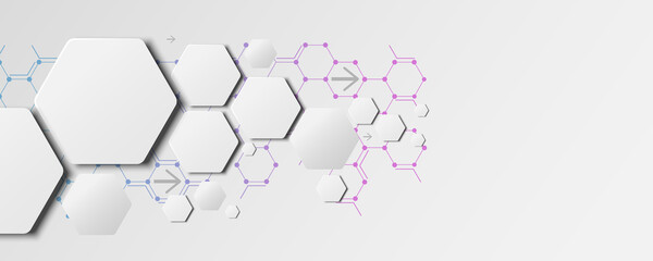 Fototapete - hexagonal geometric background picture The concept of technology circuit board
