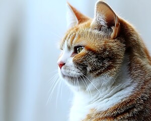 Poster - Profile of a ginger and white cat looking to the left, soft light.