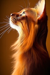 Poster - Profile of a long-haired ginger cat looking up.